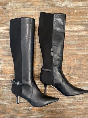 Ivanka Trump Izze Women’s Black Leather Knee-High Pointed-Toe Boots Sz 8.5